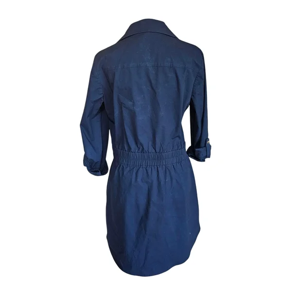 Zippered Michael Kors Blue Dress with Relaxed Fit and Rolled Sleeves Size M - Picture 6 of 11